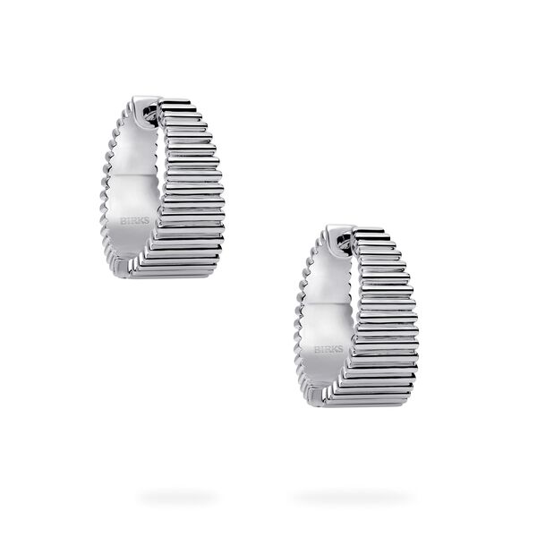 Silver Pleated Tapered Hoops